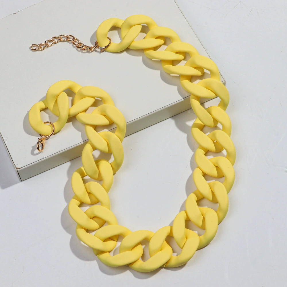 Cross‑border High‑Fashion Brand‑Style Necklace, European & American Popular Versatile Street‑Style Necklace, Acrylic with Rubber Matte Touch Coating