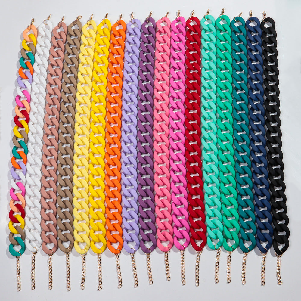 Cross‑border High‑Fashion Brand‑Style Necklace, European & American Popular Versatile Street‑Style Necklace, Acrylic with Rubber Matte Touch Coating