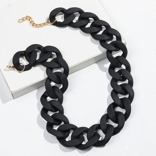 Cross‑border High‑Fashion Brand‑Style Necklace, European & American Popular Versatile Street‑Style Necklace, Acrylic with Rubber Matte Touch Coating
